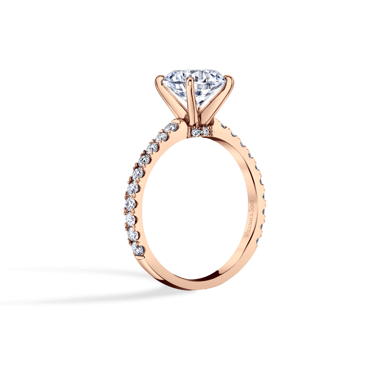 Oval Shape Encrusted Carriage Engagement Ring in 14K Rose Gold, with Natural Accent Diamonds