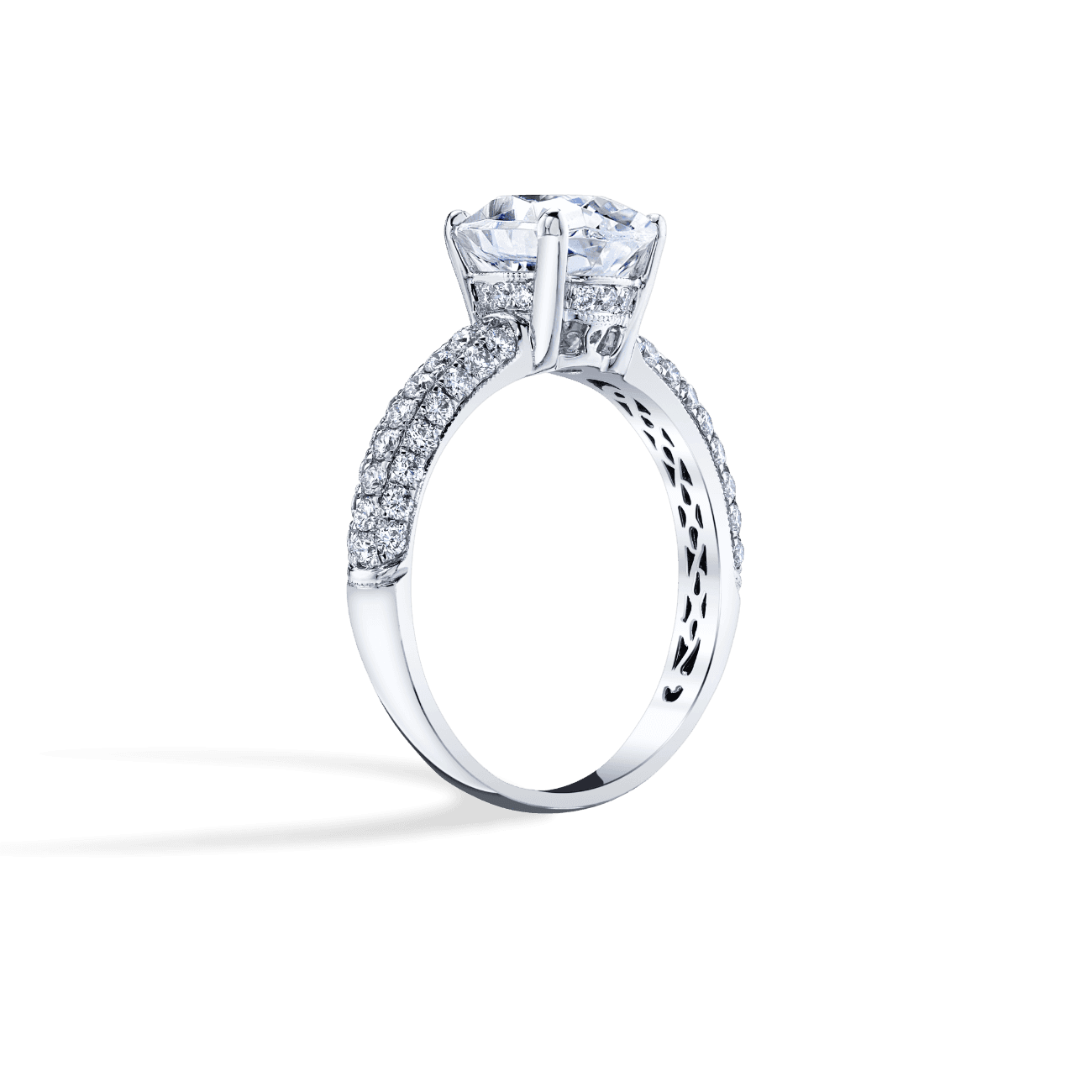 Oval Shape Micro Pave Engagement Ring
in 14K White Gold, with Natural Accent Diamonds