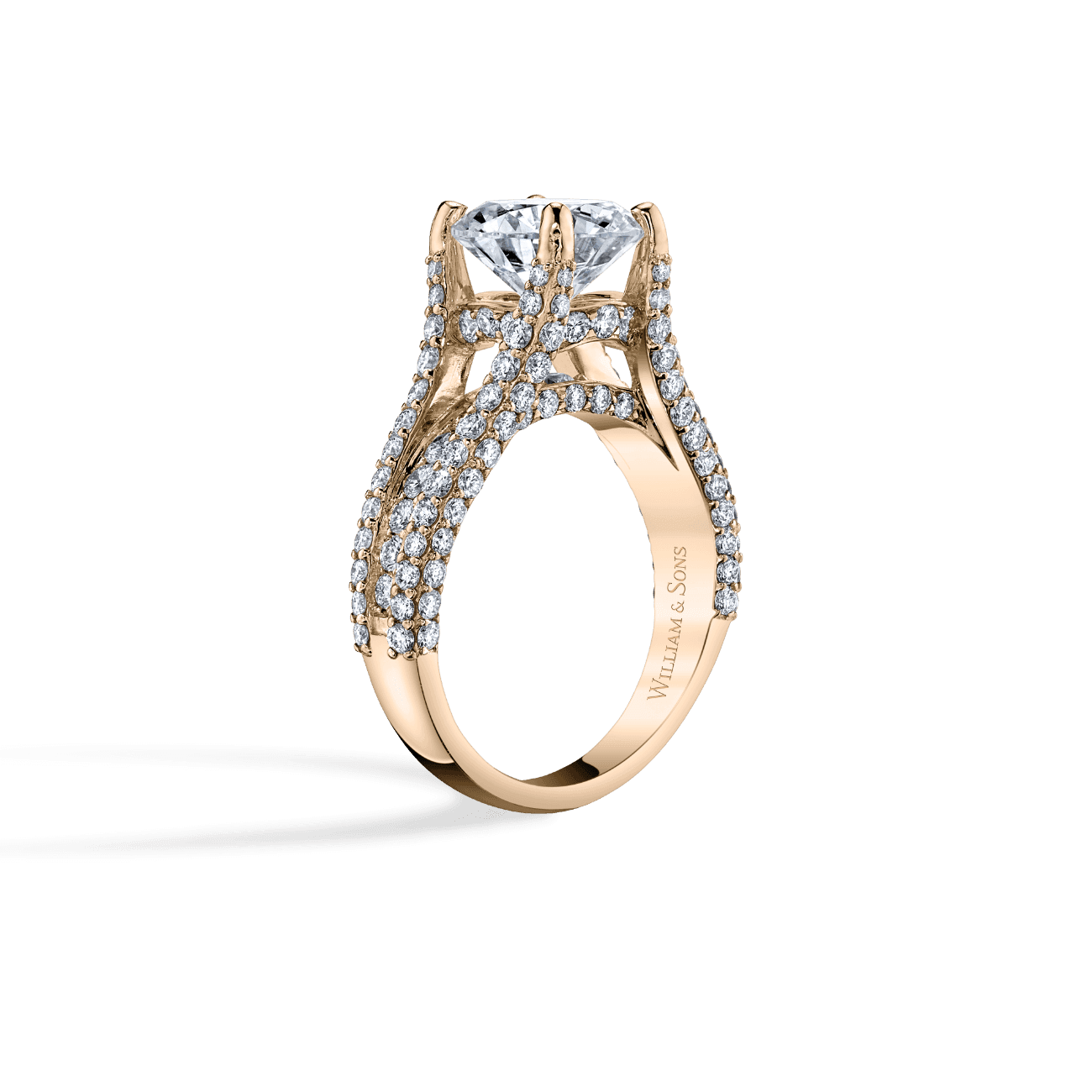 Oval Shape Luxe Pave Engagement Ring in 14K Rose Gold, with Natural Accent Diamonds