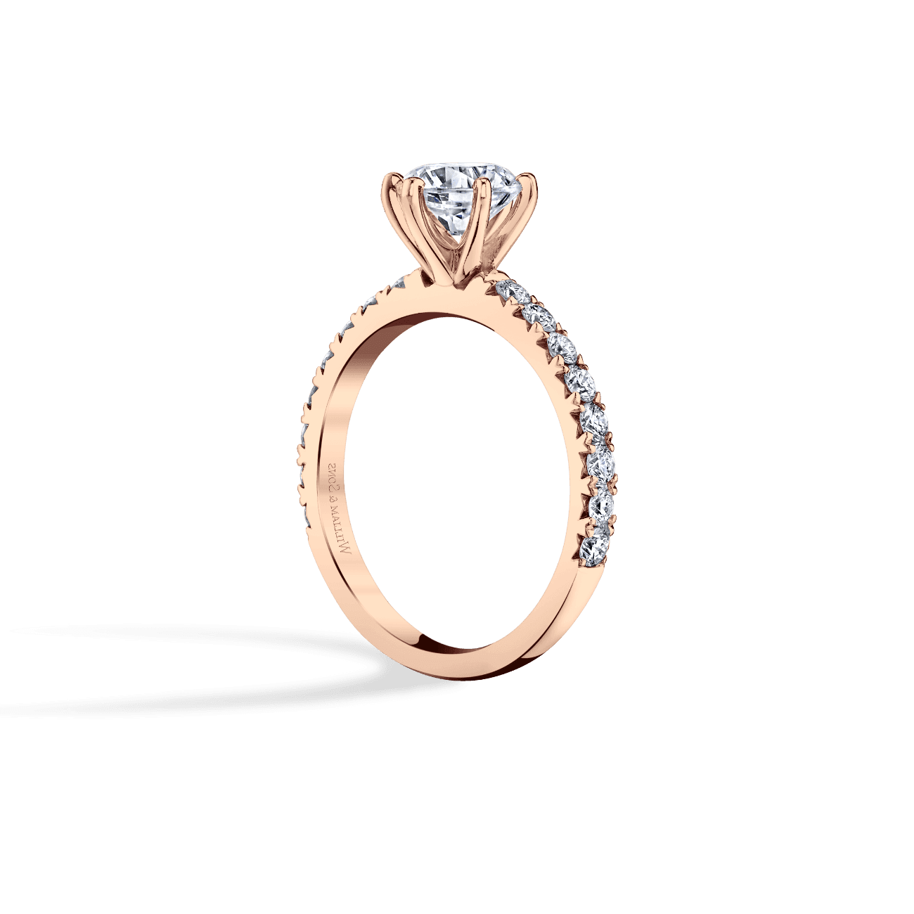 Oval Shape Luxe Six Prong Engagement Ring in 14K Rose Gold, with Natural Accent Diamonds