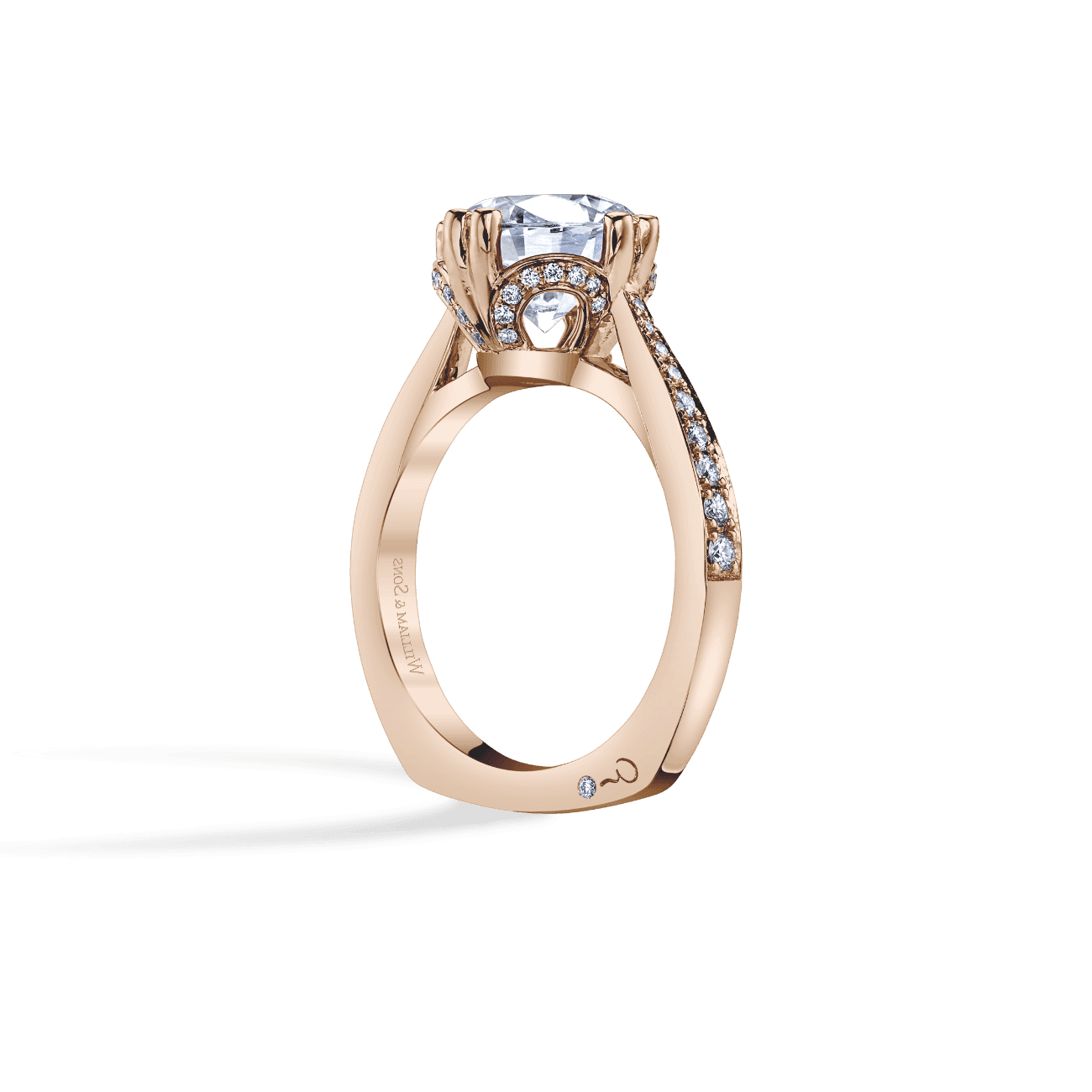 Oval Shape Luxe Offset Engagement Ring
in 14K Rose Gold, with Natural Accent Diamonds