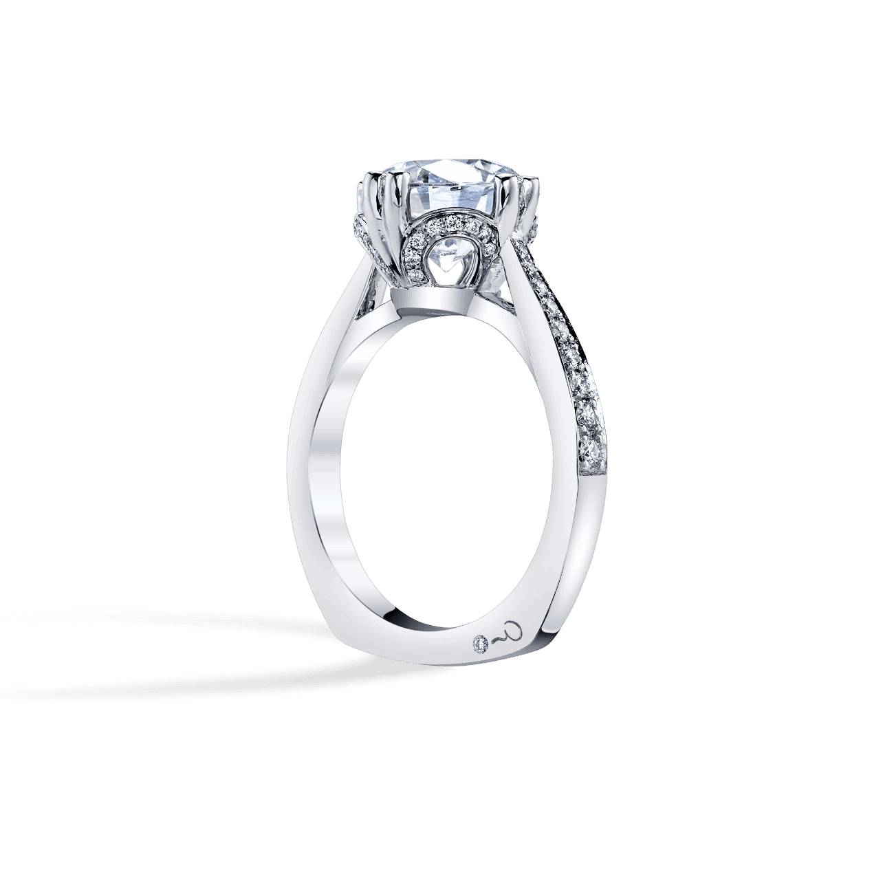 Oval Shape Luxe Offset Engagement Ring
in 14K White Gold, with Natural Accent Diamonds