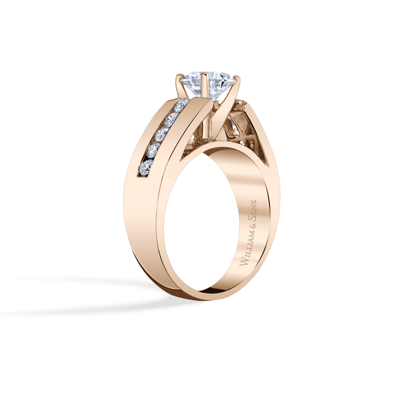 Oval Shape Channel Set Engagement Ring
in 14K Rose Gold, with Natural Accent Diamonds