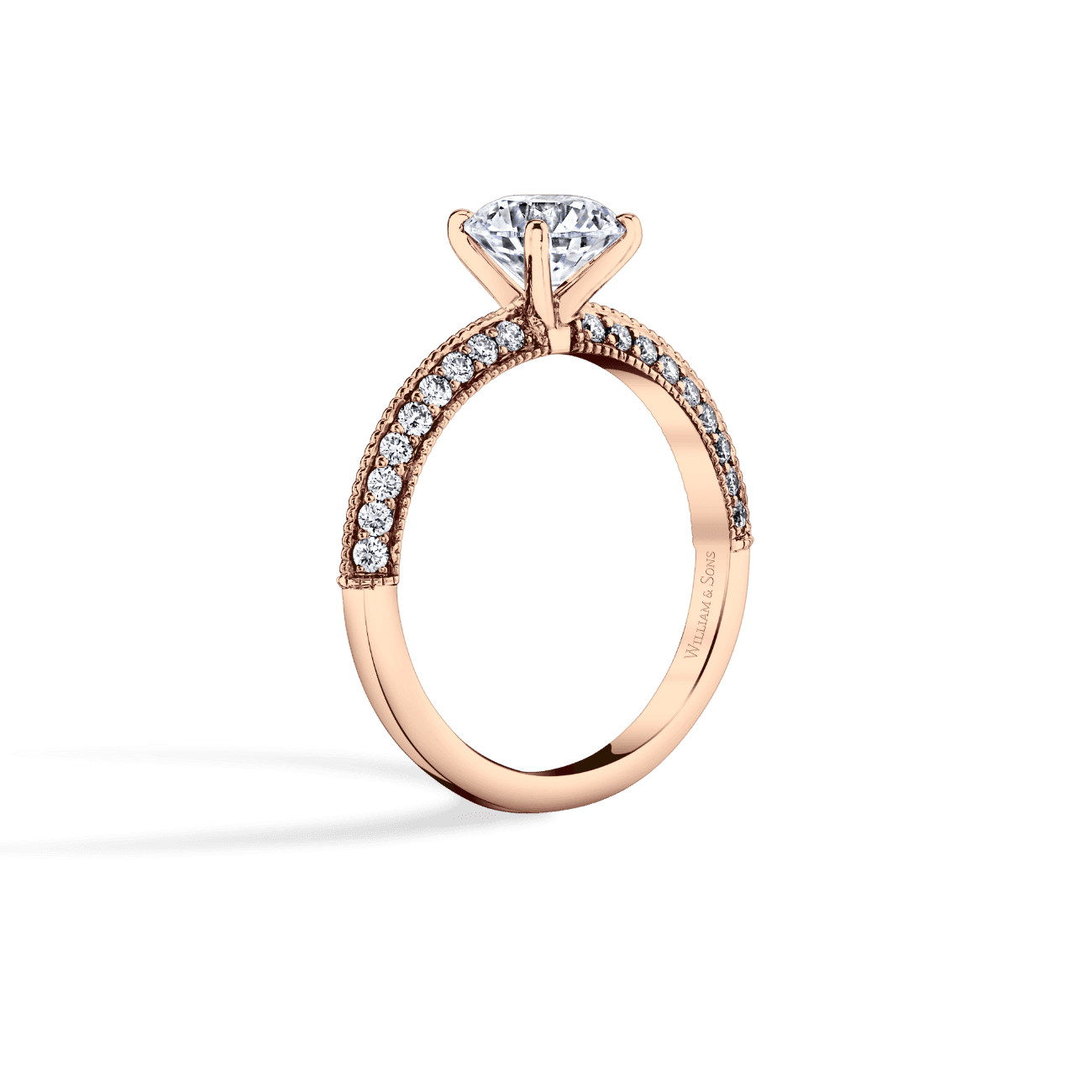 Oval Shape Knife Edge Engagement Ring in 14K Rose Gold, with Natural Accent Diamonds