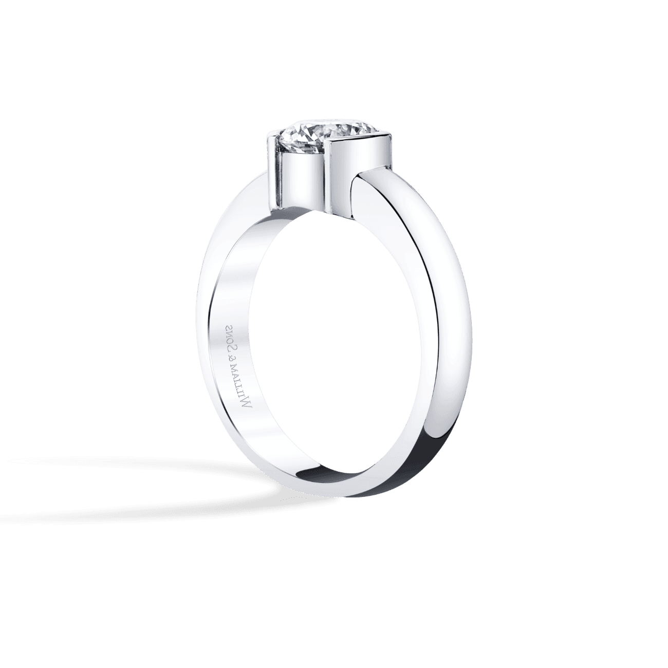 Round Shape Bezel Solitaire Engagement Ring
in 14K White Gold