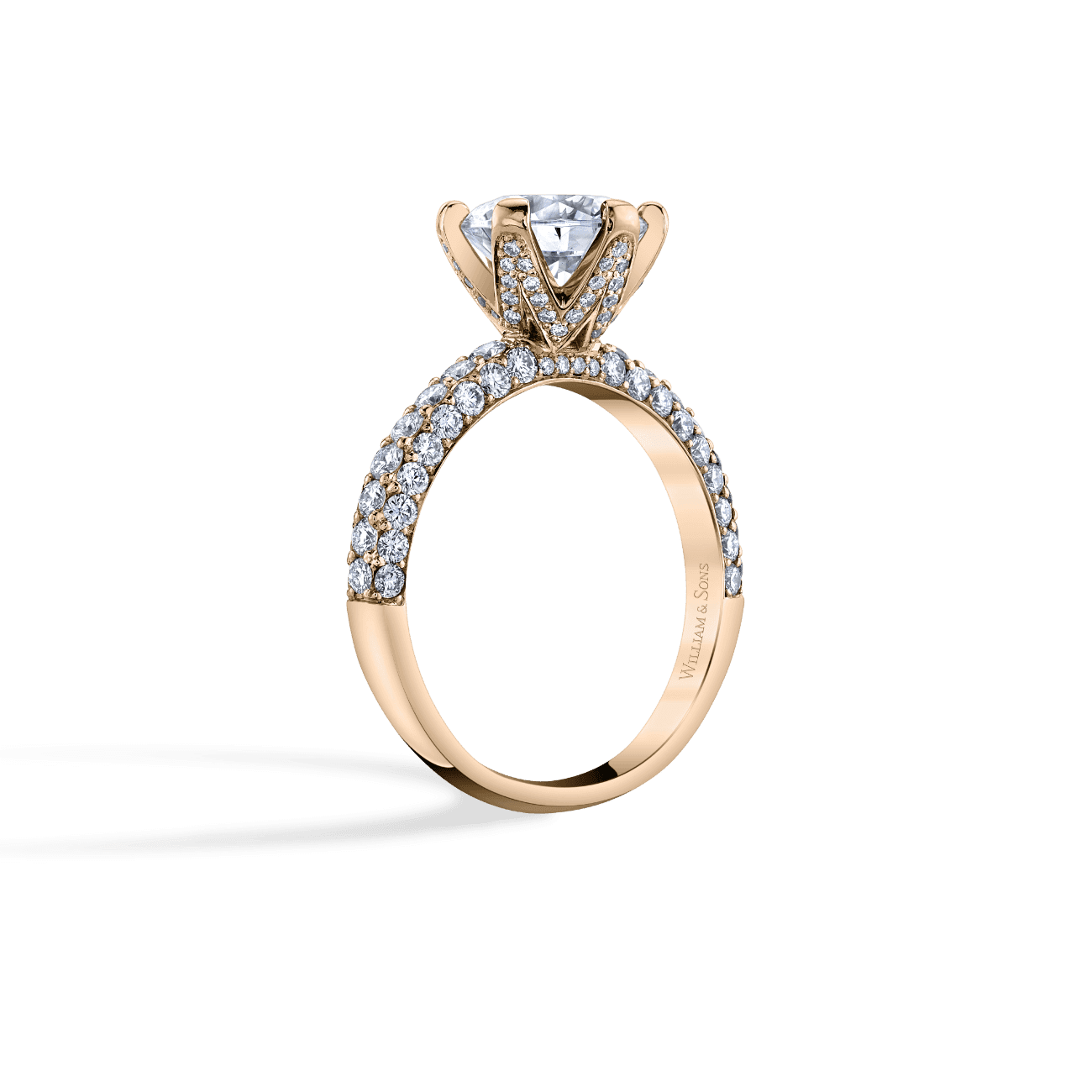 Oval Shape Micro Pave Engagement Ring in 14K Rose Gold, with Natural Accent Diamonds
