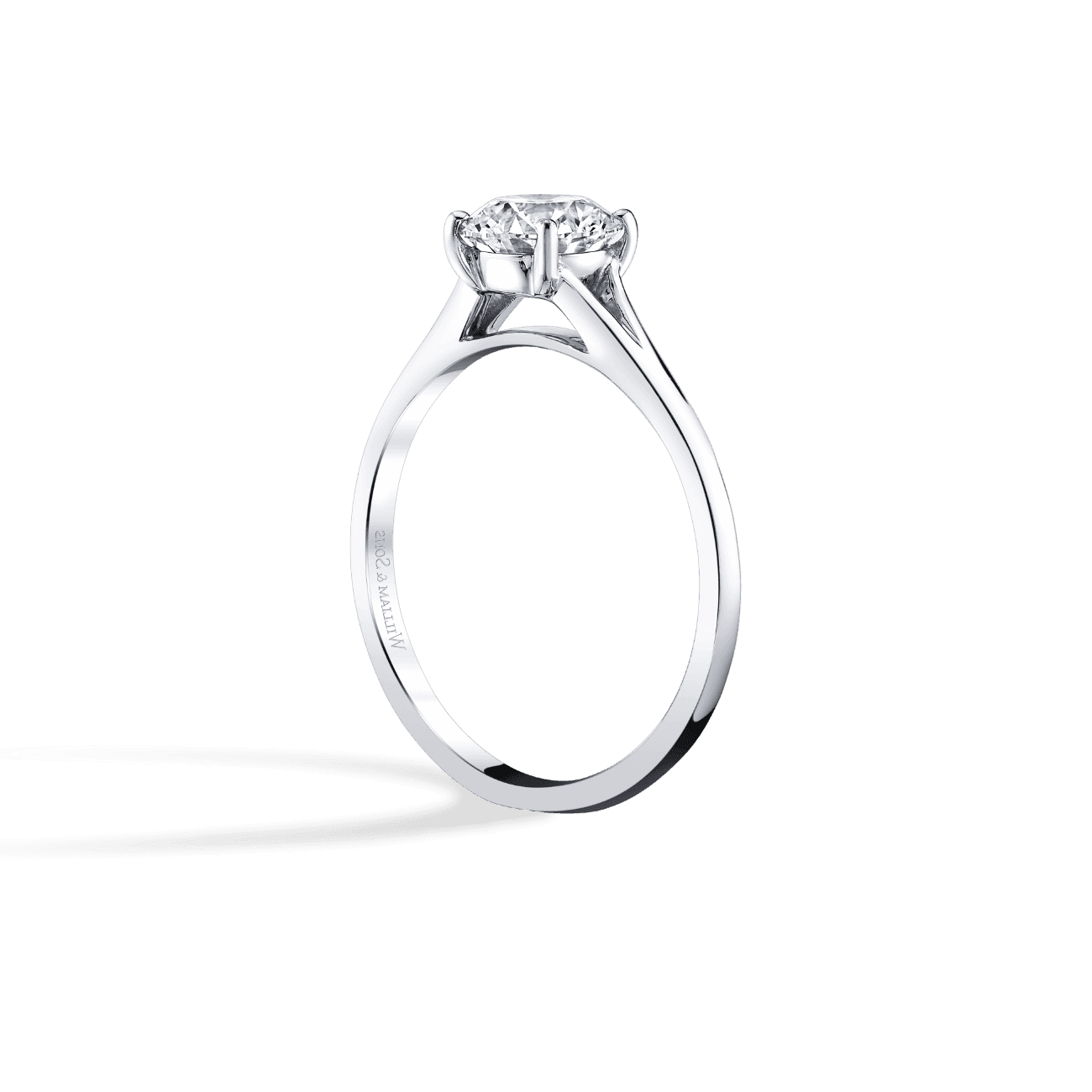 Oval Shape Petite Solitaire Engagement Ring in 14K White Gold