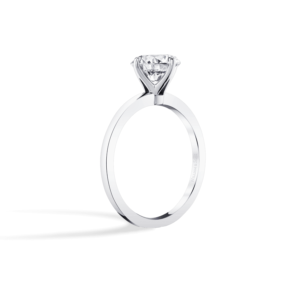 Round Shape Offset Solitaire Engagement Ring in 14K White Gold